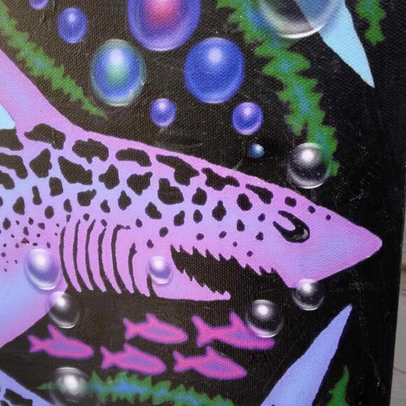 Sharks Bubbles Digital Mixed Media on Canvas Wrap - Picture 4 of 13